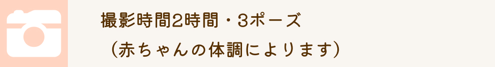 撮影時間2時間・3ポーズ（赤ちゃんの体調によります）